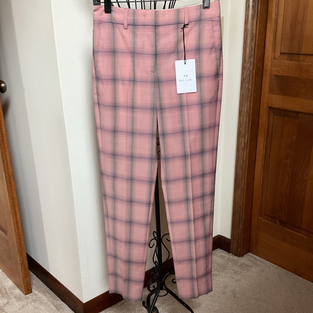 Paul Smith Pink Plaid Trousers, New, 36 - Picture 2 of 11